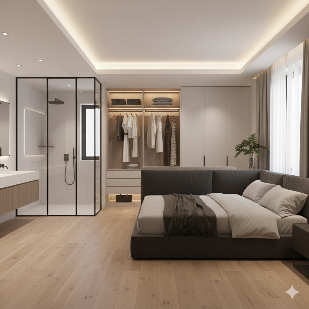 La suite parentale de 15 m² : Plan d&rsquo;aménagement pour caser lit, dressing et salle de bain sans étouffer