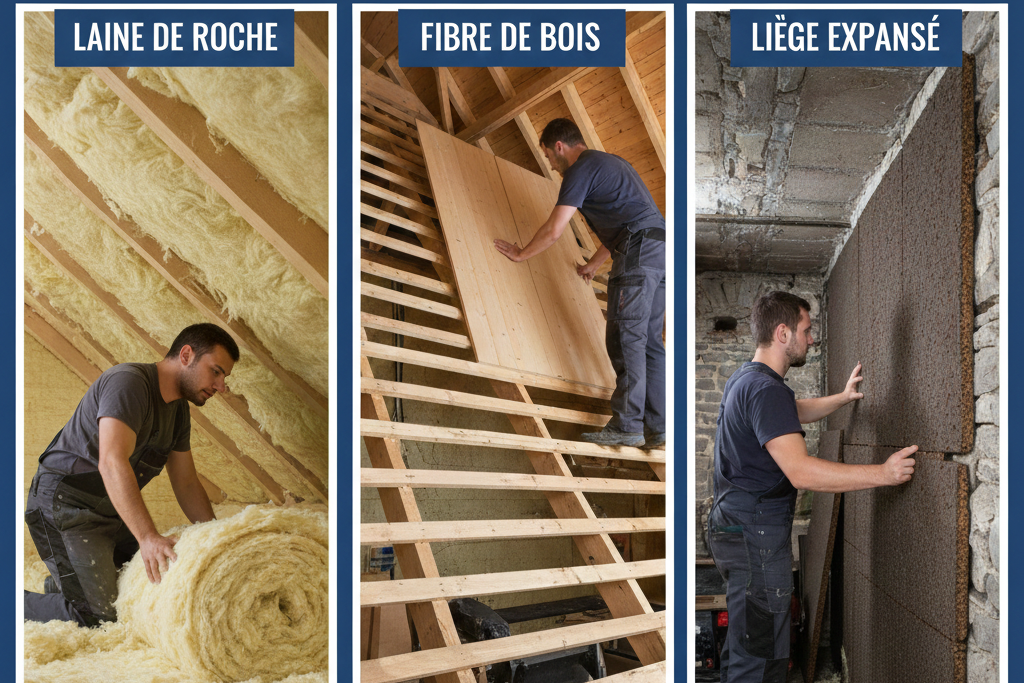 Laine de roche, fibre de bois ou liège expansé pour l'isolation