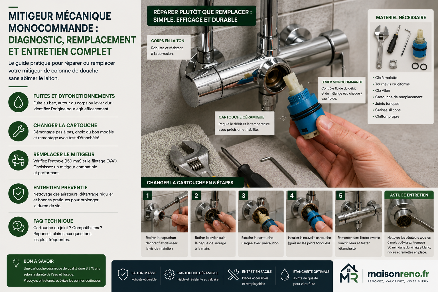 Comment changer le mitigeur d&rsquo;une colonne de douche mécanique : guide de remplacement