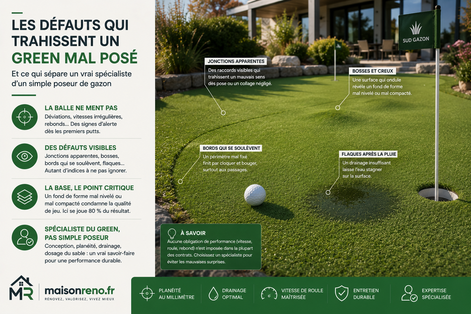 Putting green synthétique : reconnaître un green mal posé avant qu&rsquo;il soit trop tard