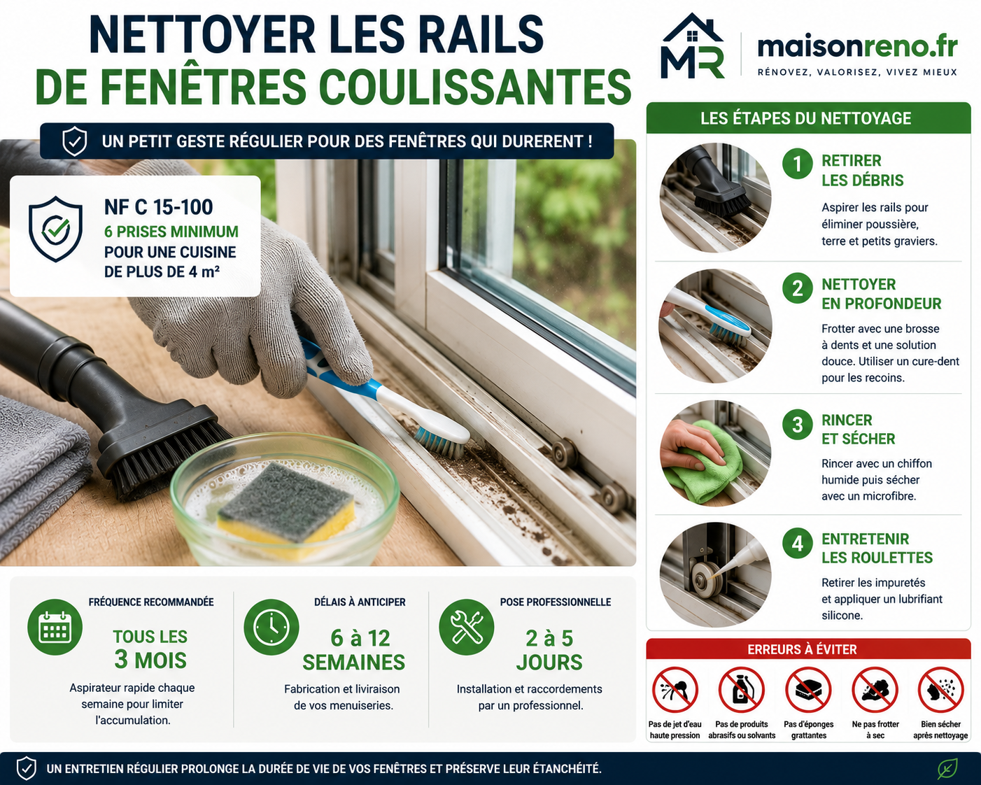Comment nettoyer les rails d&rsquo;une fenêtre PVC coulissante sans les rayer ?