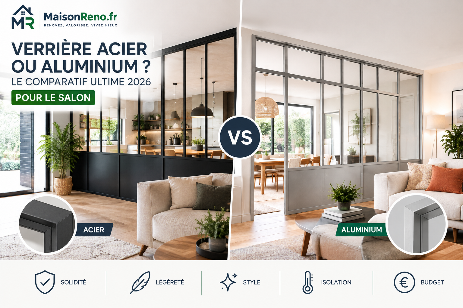 Verrière acier ou aluminium : le comparatif ultime 2026 pour le salon